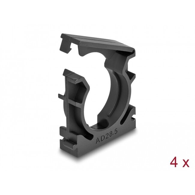 Delock Cable sleeve holder with locking clip 28.5 mm 4 pieces black