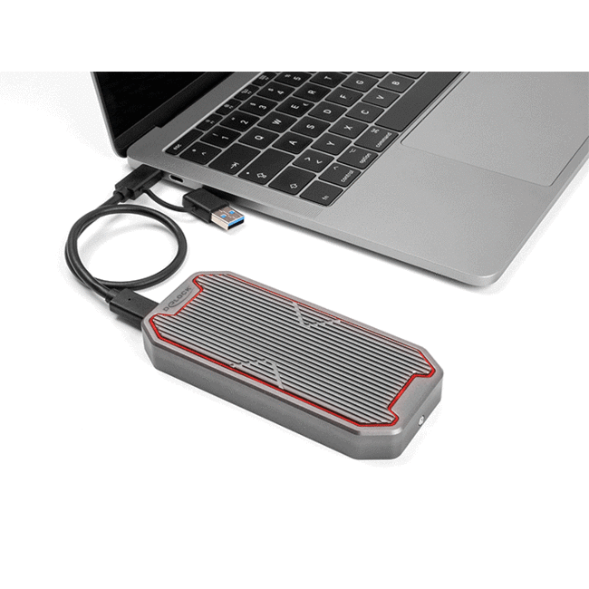 Delock External Gaming Enclosure for M.2 NVMe PCIe SSD with SuperSpeed USB 20 Gbps (USB 3.2 Gen 2x2) USB Type-C™ female and RGB LED illumination