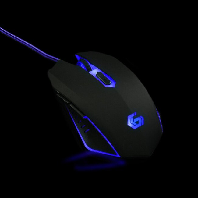 Gaming muis USB, zwart/blauw