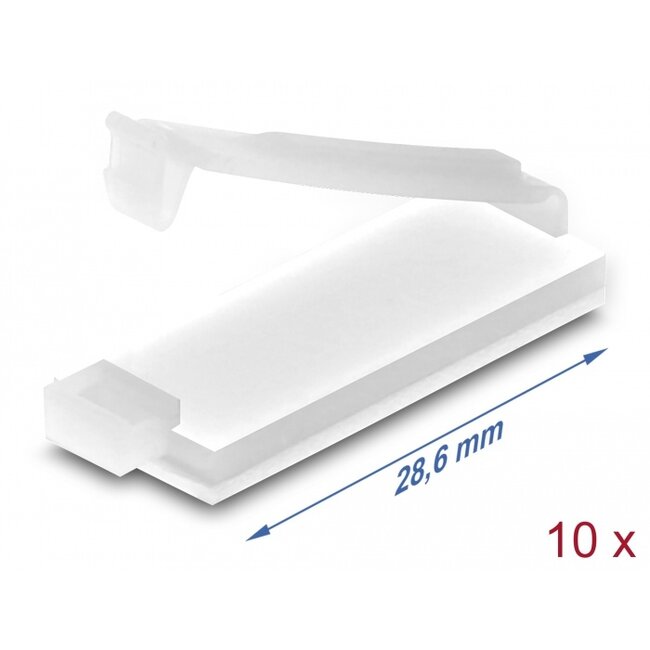 Delock Cable holder with locking clip self-adhesive natural 10 pieces