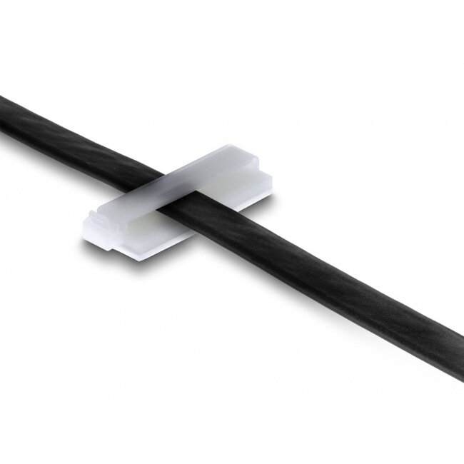Delock Cable holder with locking clip self-adhesive natural 10 pieces