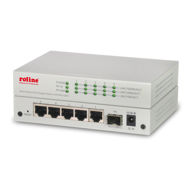ROLINE Gigabit Ethernet Switch 6 poorten (5x 10/100/1000 + 1x SFP)