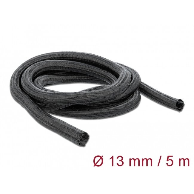 Delock Braided Sleeving self-closing 5 m x 13 mm black