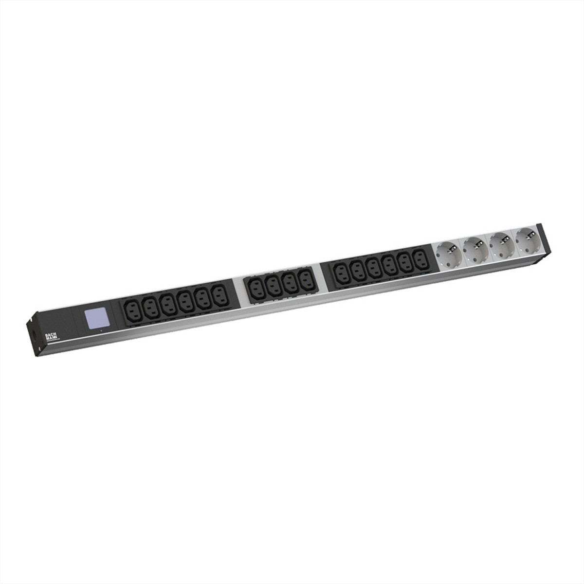 BACHMANN BN0500 19"PDU 1HE 16xC13 4x geaard contact, vermogensmeting, aansluiting CEE 16A, blauw |