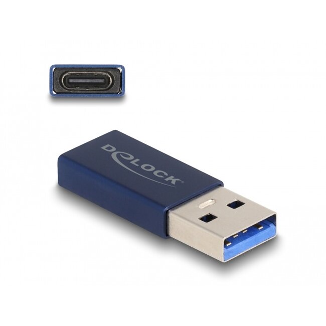 Delock USB 10 Gbps Adapter USB Type-A male to USB Type-C™ active female blue