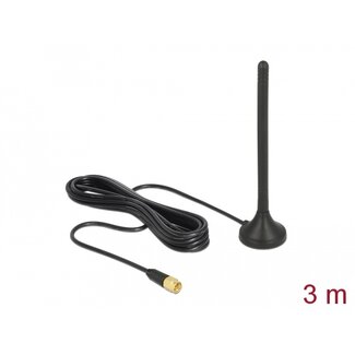 DeLOCK Delock GSM / UMTS / LTE Antenna SMA plug 2.5 dBi fixed omnidirectional with magnetic base and connection cable RG-174 3 m outdoor black