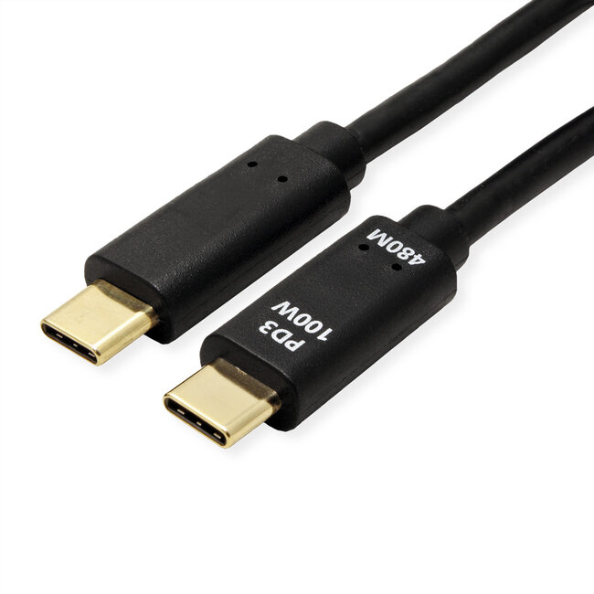 VALUE USB 2.0 Kabel, C-C, M/M, 100W, zwart, 1 m