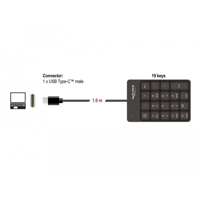 Delock USB Type-C™ Keypad 19 keys black