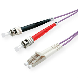 Value VALUE F.O. kabel 50/125µm OM4, LC/ST, violet, 2 m