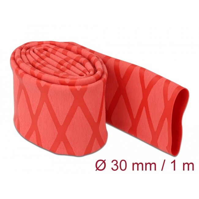Delock Heat Shrink Tube X-pattern non-slip 1 m x 30 mm red
