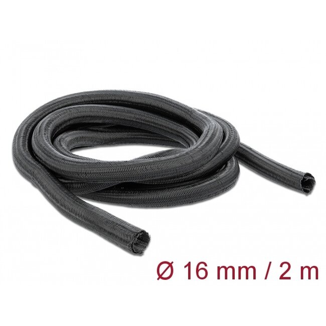 Delock Braided Sleeve self-closing 2 m x 16 mm black