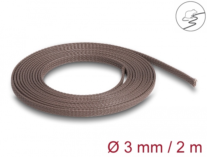 Delock Braided Sleeve rodent resistant stretchable 2 m x 3 mm brown |