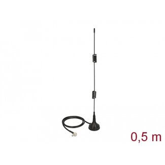 DeLOCK Delock LTE Antenna TS-9 plug 90° 2 - 3 dBi fixed omnidirectional with magnetic base and connection cable RG-174 50 cm outdoor black