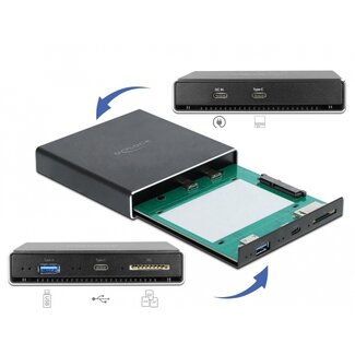 DeLOCK Delock External Enclosure for 2.5″ SATA HDD / SSD with additional USB Type-C™ and Type-A Port and SD Slot