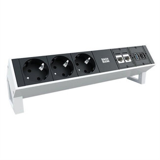 Bachmann BACHMANN DESK2 stekkerdoos 3x geaard contact, 2x CAT6a, 1x HDMI, USB3.0, wit