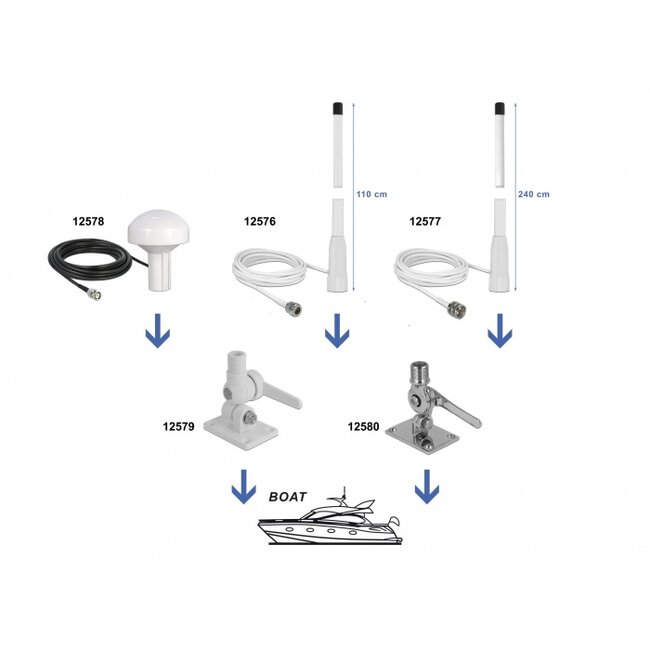 Delock Base for marine radio antenna with tilt joint ABS