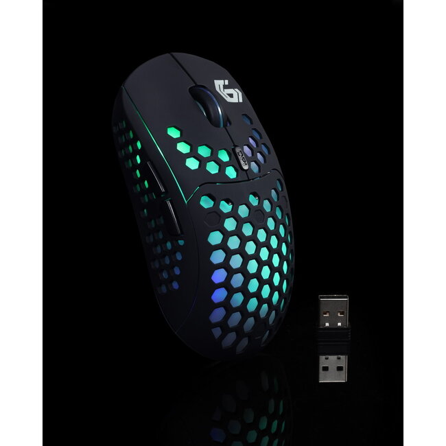 Draadloze 6-knops gaming muis, herlaadbaar Li-ion