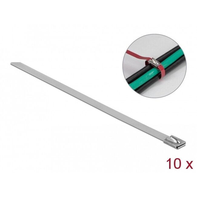Delock Stainless Steel Cable Ties L 200 x W 7.9 mm 10 pieces