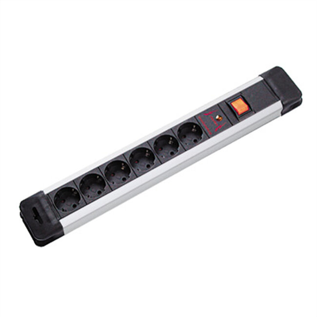 BACHMANN CONNECTUS stekkerdoos 6x randaarde, volledige apparaatbeveiliging, met schakelaar, 2 m