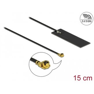 DeLOCK Delock WLAN 802.11 ac/ax/a/h/b/g/n Antenna I-PEX Inc., MHF® I plug 2 - 4 dBi 15 cm PCB internal self adhesive