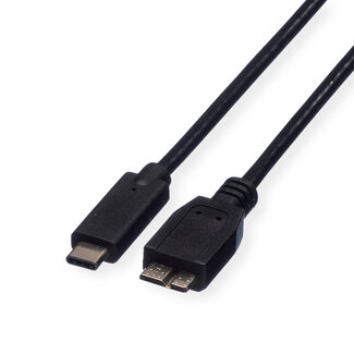 Roline ROLINE USB 3.2 Gen 1 kabel, C - Micro B, M/M, zwart, 1 m