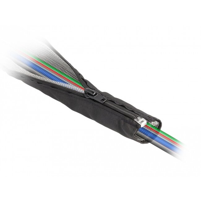 Delock EMI Shielding braided sleeve with zip heat resistant 1 m x 50 mm black