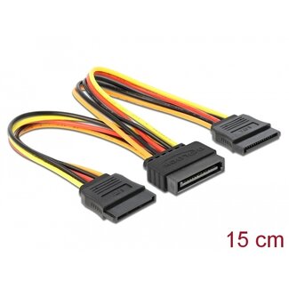 DeLOCK Delock Cable Power SATA 15 pin plug > 2 x Power SATA 15 pin receptacle 15 cm