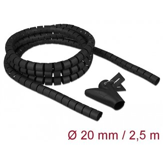 DeLOCK Delock Spiral Hose with Pull-in Tool 2.5 m x 20 mm black