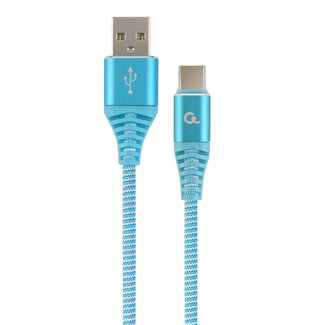 Cablexpert Premium USB-C laad- & datakabel turquoise/wit 1 meter