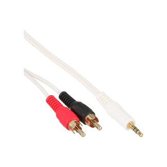 InLine® InLine® Audiokabel, 2x Tulpplug naar 3,5mm M stereo, wit/goud, 1m