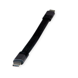 Roline ROLINE USB4 Gen3x2 kabel, Emark, plat, C-C, male/male, zwart, 15 cm