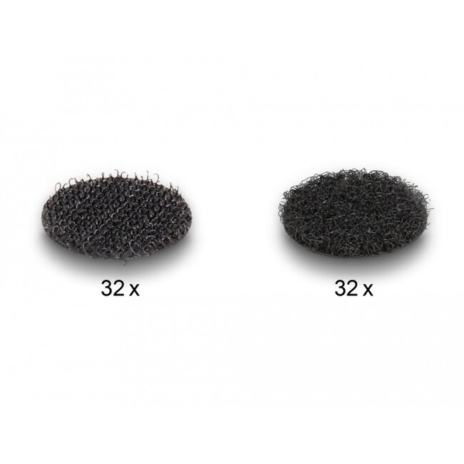 Delock Hook-and-loop dots, round, 64 pieces black