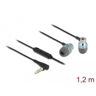 DeLOCK Delock In-Ear Headphones with 4 pin 3.5 mm Stereo jack plug, Microphone and Volume Control + Quick Mute Function for Smartphones and Tablets