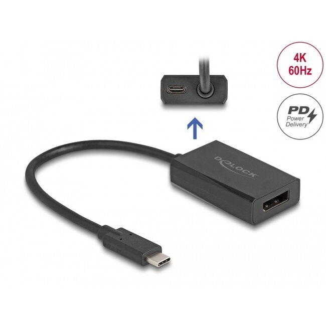 Delock Adapter DisplayPort female to USB Type-C™ male (DP Alt Mode) 4K with PD 85 W