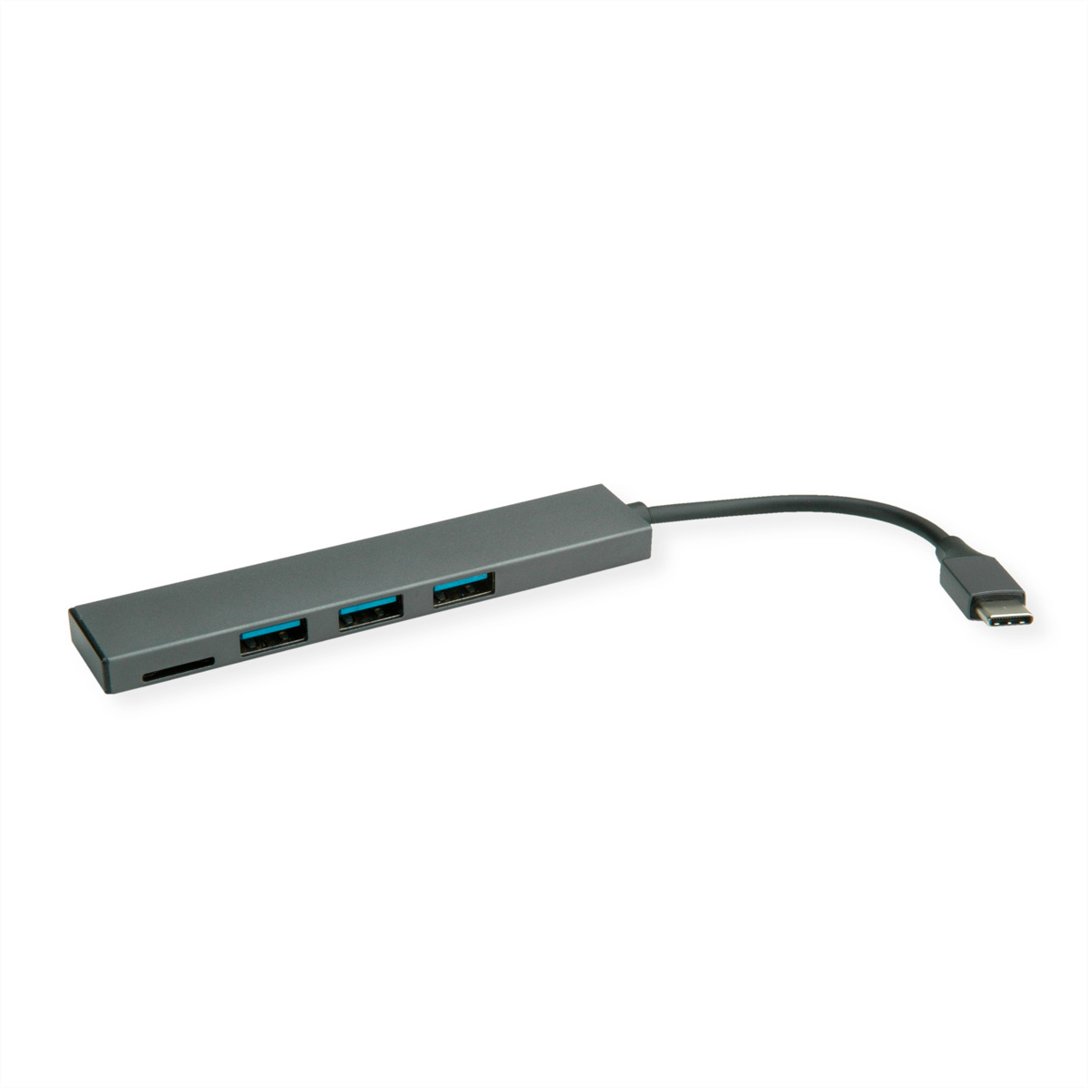 Roline ROLINE 14.02.5051. Hostinterface: USB 2.0 Type-C, Hub-interfaces: USB 3.2 Gen 1 (3.1 Gen 1) Type-A, Compatibele geheugenkaarten: MicroSD (TransFlash). Overdrachtssnelheid: 5