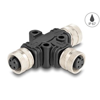 DeLOCK Delock M12 T-Splitter A-coded 4 pin 1 x female to 2 x female parallel connection