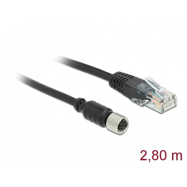 Navilock Connection Cable M8 female serial waterproof to RJ45 male 2.8 m