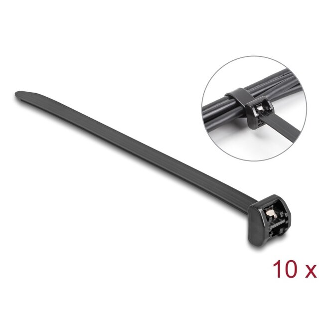 Delock Cable Tie with metal tab L 203 x W 12.7 mm 10 pieces black