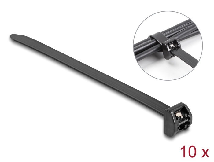 Delock Cable Tie with metal tab L 203 x W 12.7 mm 10 pieces black |