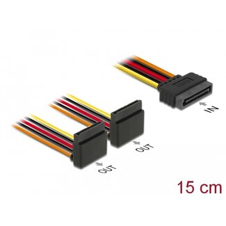 DeLOCK Delock Cable SATA 15 pin power plug with latching function > 2 x SATA 15 pin power receptacle up 15 cm