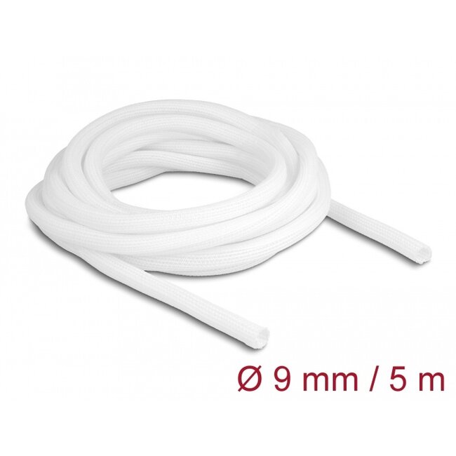 Delock Braided Sleeve self-closing 5 m x 9 mm white