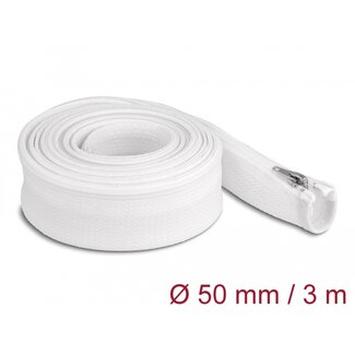 DeLOCK Delock Braided Sleeve with zip fastener heat-resistant 3 m x 50 mm white