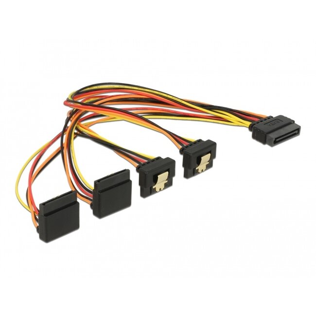 Delock Cable SATA 15 pin power plug with latching function > SATA 15 pin power receptacle 2 x down / 2 x up 30 cm