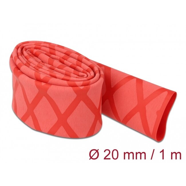 Delock Heat Shrink Tube X-pattern non-slip 1 m x 20 mm red