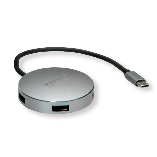 ROLINE USB 3.2 Gen 1 hub, rond, 4-voudig, type C aansluitkabel