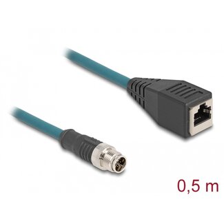 DeLOCK Delock M12 Adapter Cable X-coded 8 pin male to RJ45 female 50 cm