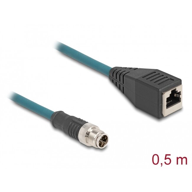 Delock M12 Adapter Cable X-coded 8 pin male to RJ45 female 50 cm