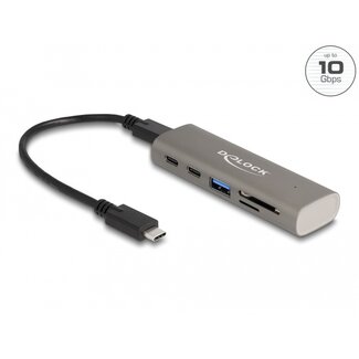 DeLOCK Delock 3 Port USB 10 Gbps Hub including SD and Micro SD Card Reader with USB Type-C™ connector