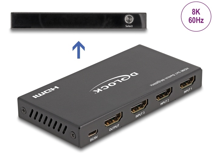 Delock HDMI Switch 3 x HDMI in to 1 x HDMI out 8K 60 Hz |