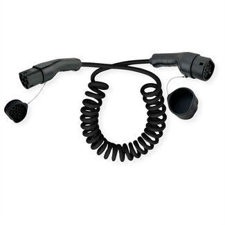 Roline ROLINE E-auto oplaadkabel Type2, 1-fase, 250 VAC (1P+N+E), 32 A, 7,4 kW, spiraalkabel, 7,5 m
